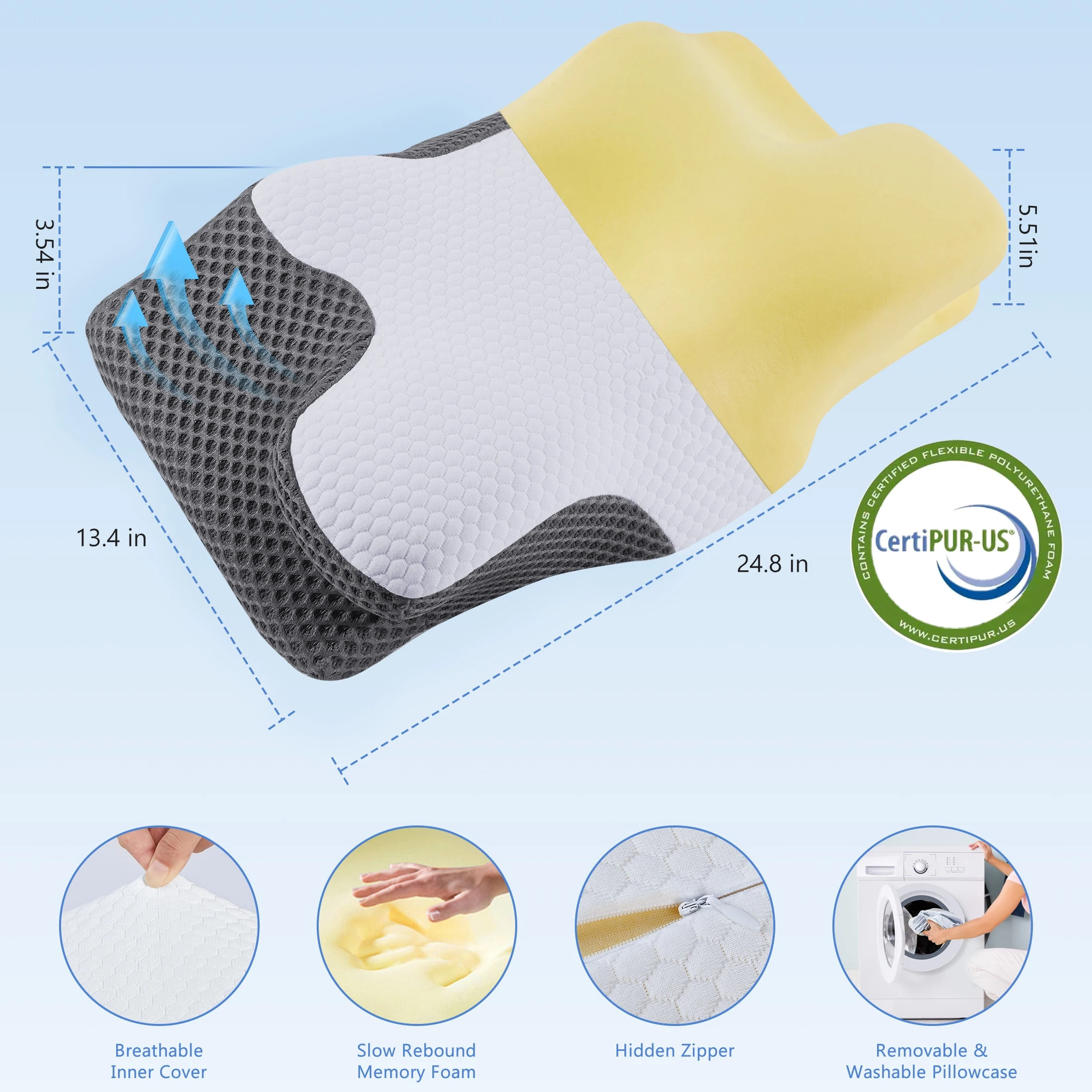 Removable Cover Cervical Neck Butterfly Pillow Orthopedic Pillow With Memory Cotton Effect Memory Foam