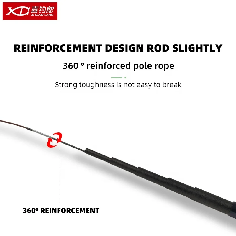 XDL  light carbon fiber 3.6m-8.0m carp outdoor tackle  black  antenna fishing and reel combo full set telescopic fishing rod