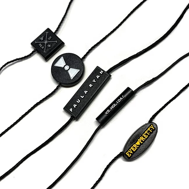 Недорогой логотип на заказ, модный дизайн одежды, черная круглая пластиковая бирка для билета, поворотная бирка, веревка, петля, подвесная бирка, замок