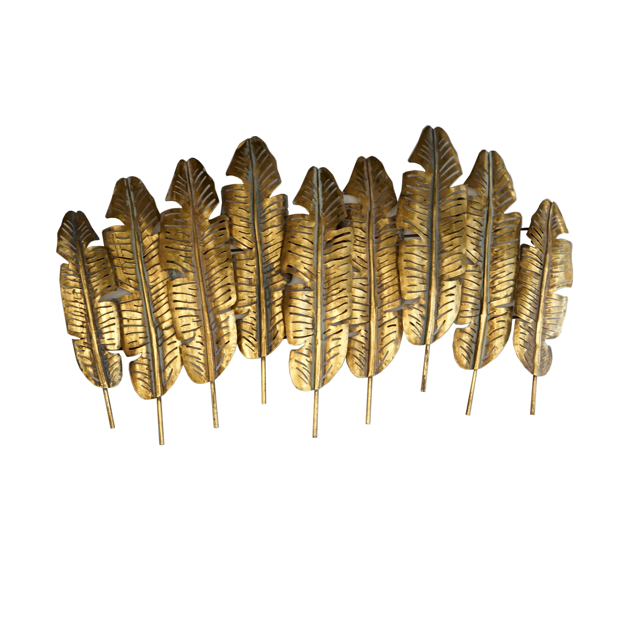 Wholesales Hanging Wall Decor Metal Leafes Shape Gold Home Living Room Art Decoration Large Vintage Wall Decor