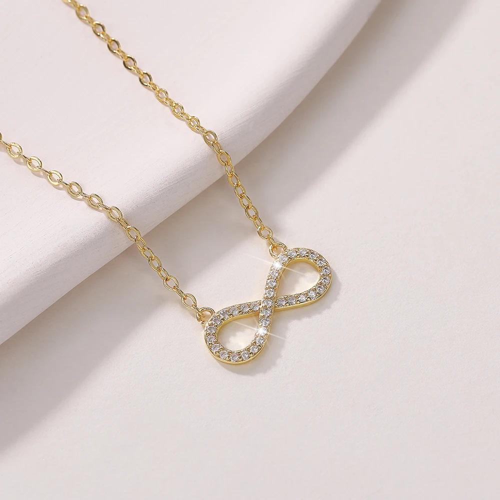 CAOSHI 18K Plating Fashionable Infinity Shape Simply Necklaces Cubic Zirconia Micro Insert Trend Women Pendant Necklace