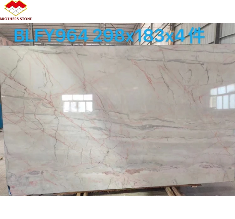 Modern Polished Natural Dolomite Spider Red Veins Marble Stone Red Line White Jade Marbles For High-end Hotels Decoration