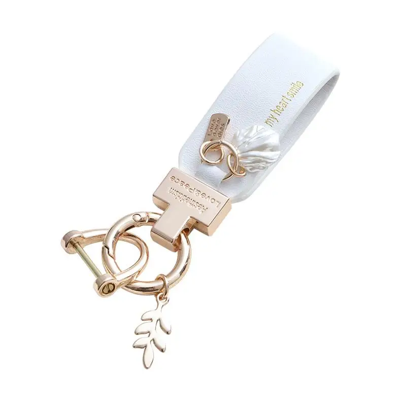Leather French Car Key Ring Shell Leaf Pendant The Best Gift Exquisite Hanging Ornament For Women