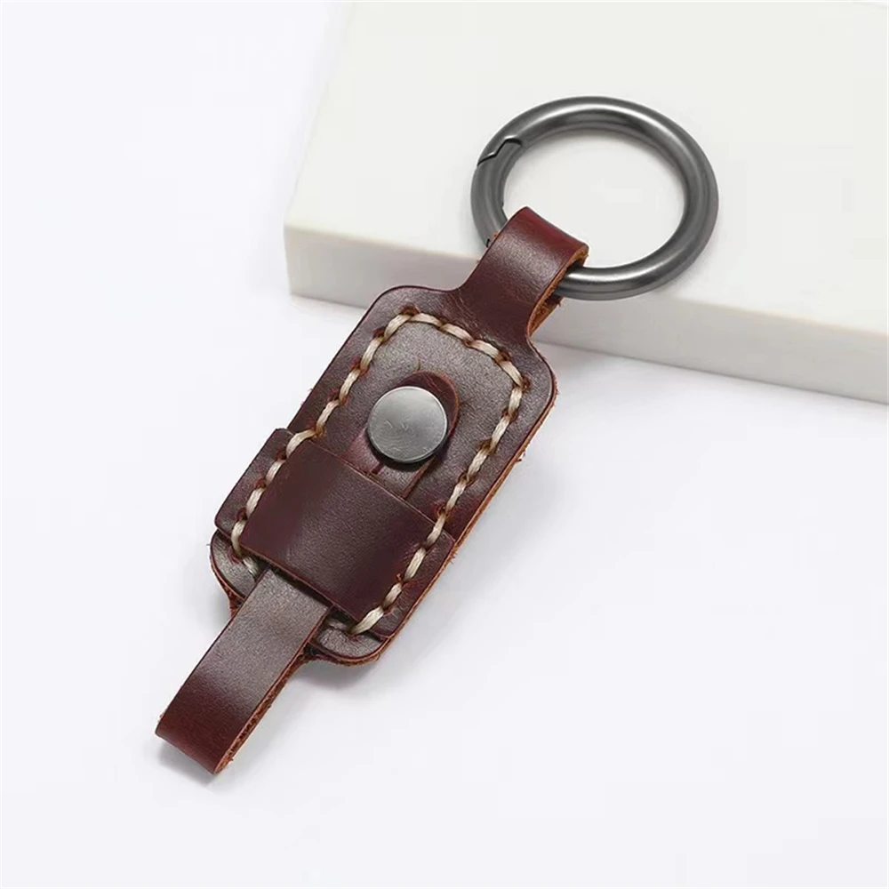 Retro Handmade Cowhide Key Chain Waistband Gift First Layer Cowhide Leather Car Key Accessories Leather Keychain Wristlet