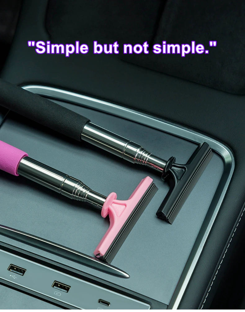 Car Rearview Mirror Wiper Telescopic Auto Mirror Squeegee Cleaner 98cm Long Handle Car Cleaning Tool Mirror Glass Mist Cleaner