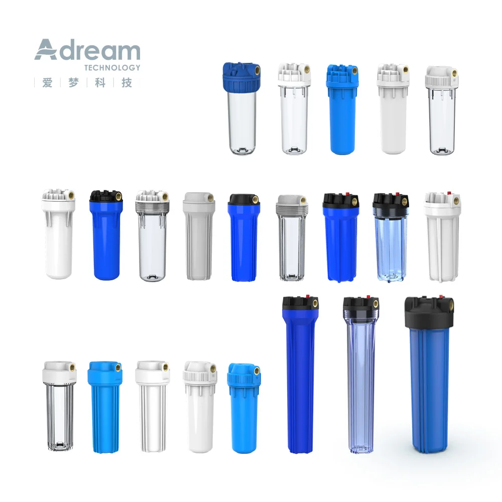 Transparent 20 Inch High Pressure Whole House Big Blue Plastic Clear Water Double O-ring Filter Housing