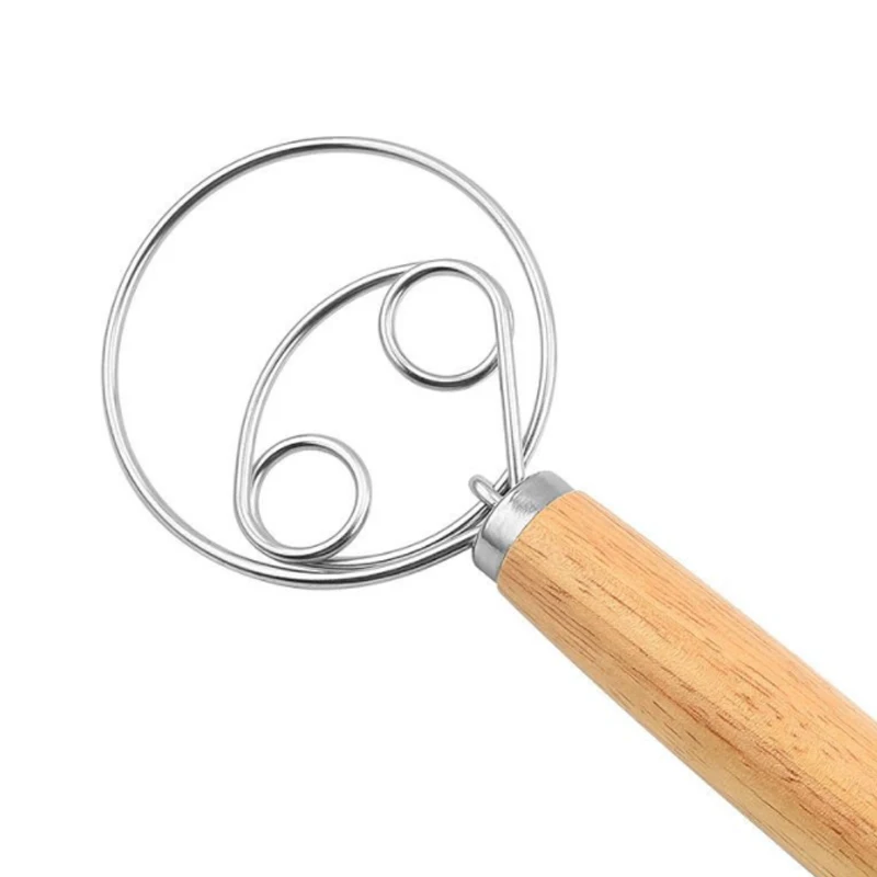 New Kitchen Tools and gadgets 2022 twin coil 13 inch Wooden Egg Whisk Handheld Whisk Stirrer Milk Cream egg-beater