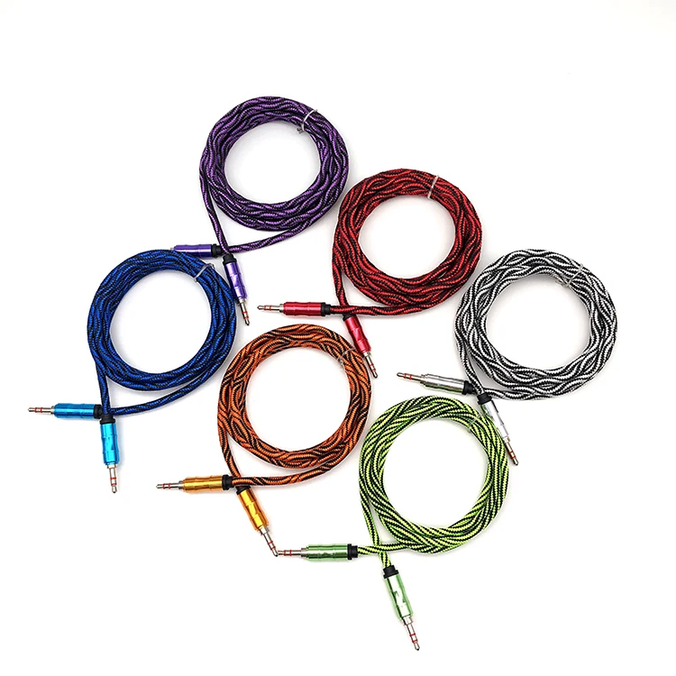 1.5m nylon braided 3.5mm jack aux cable male to male cable audio cable