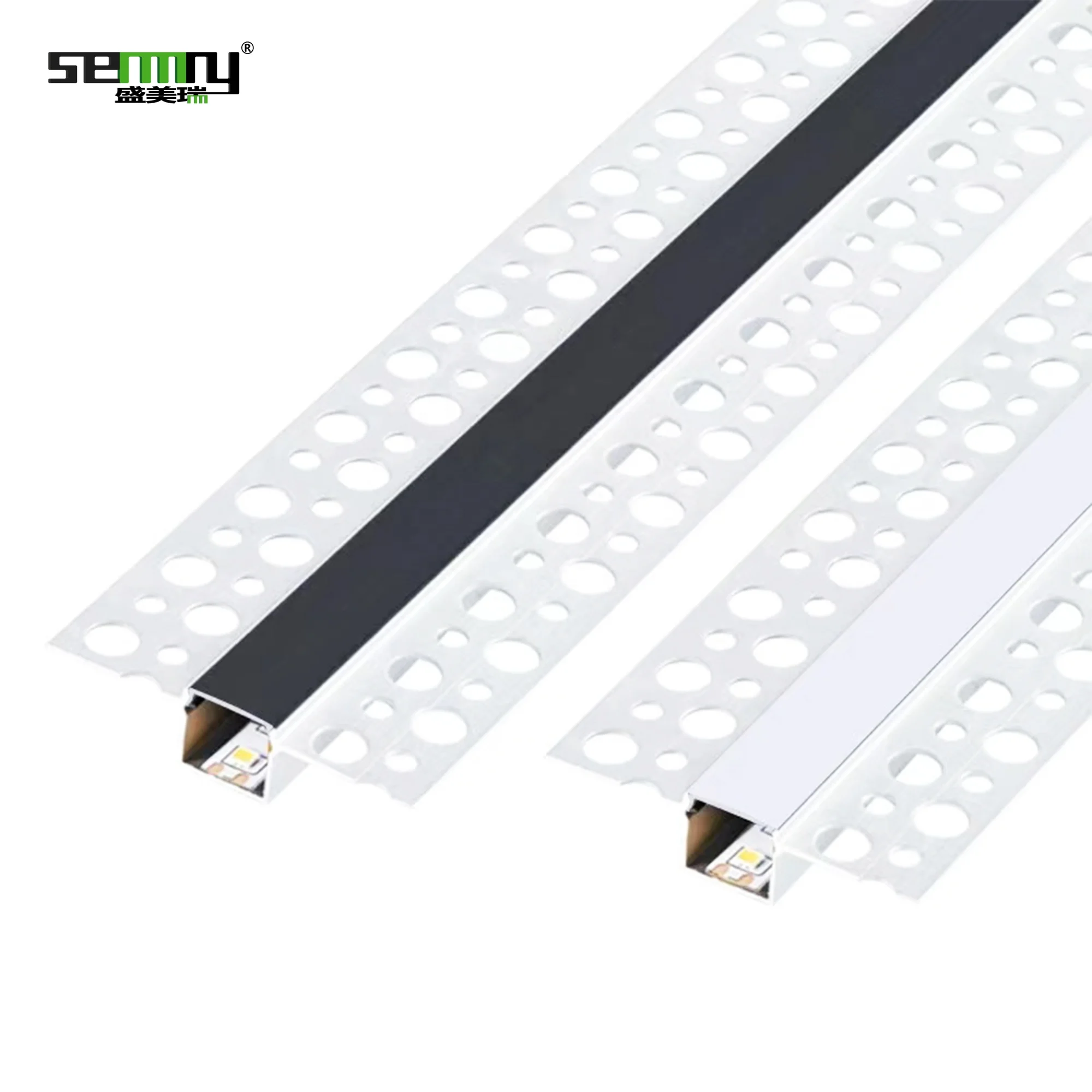 Aluminum extrusion recessed drywall gypsum wall profile for ceiling plaster Led channel diffuser led strip light