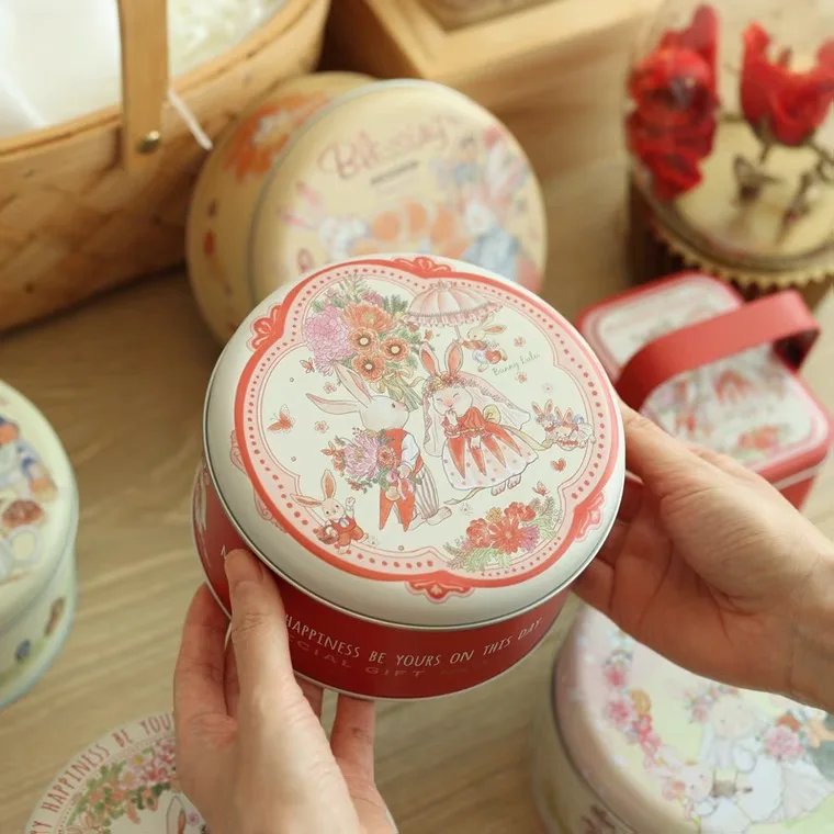 Premium Cartoon Pattern Empty Round Can Candy Chocolate Storage Metal Cookie Tin Box