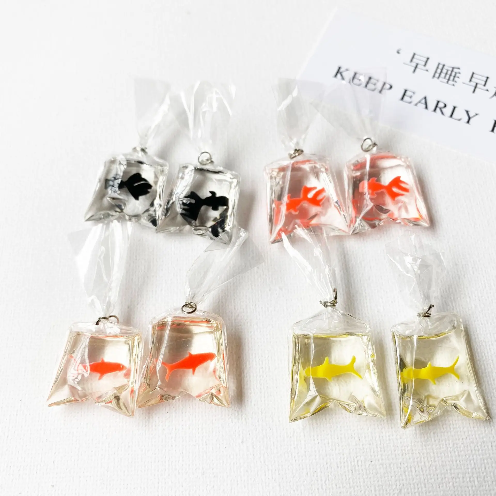 Transparent Resin Goldfish Charms Small Fish In Water Bag Jewelry Pendant Fish Bag Earrings Pendant Handmade DIY