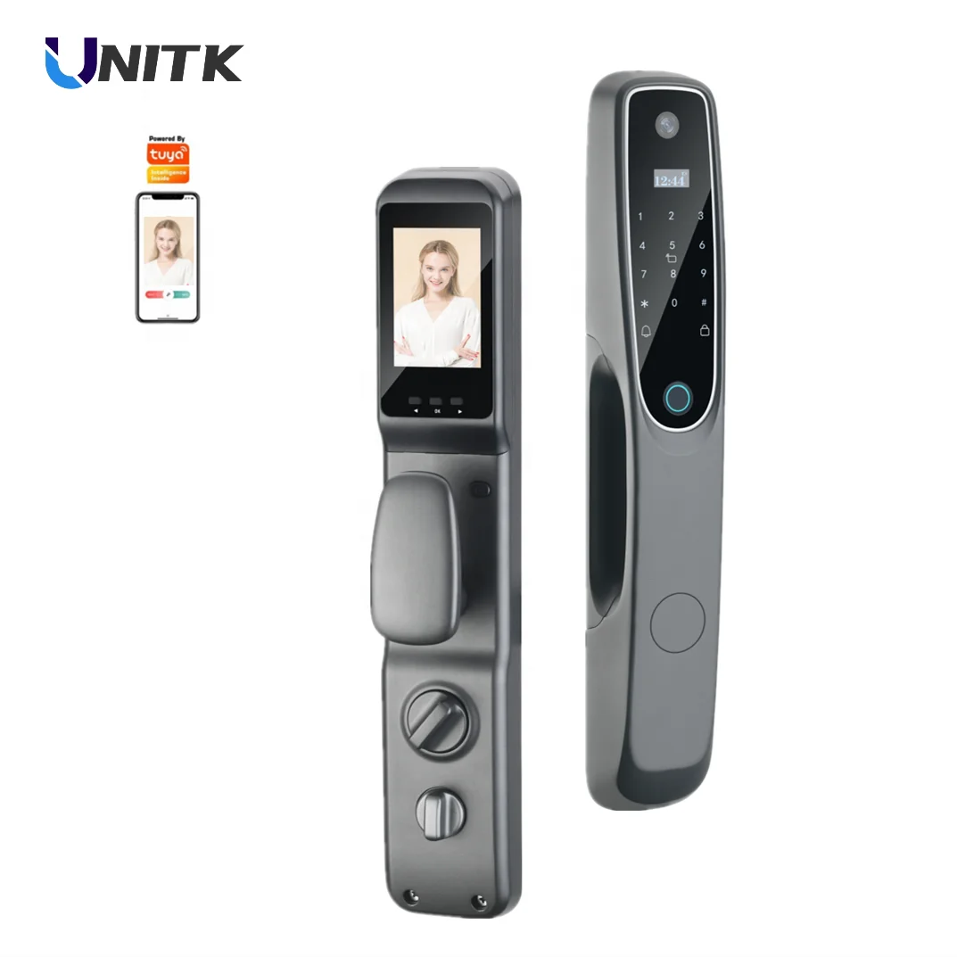 Wifi Intelligent Biometric Security Door Handle With Lock Code Fingerprint Electronic Smart Door Lock Digital For Home