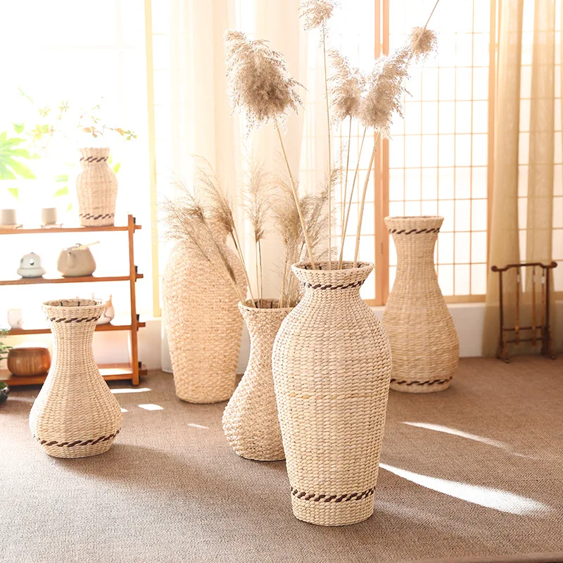 Eternal  Vine woven flower basket dry flower textile vase decor vintage big vase wholesale home decor rustic vase for hotel