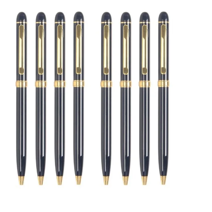 elegant hotel or promotion pen slim barrel gold trims custom logo metal luxury advertising pen