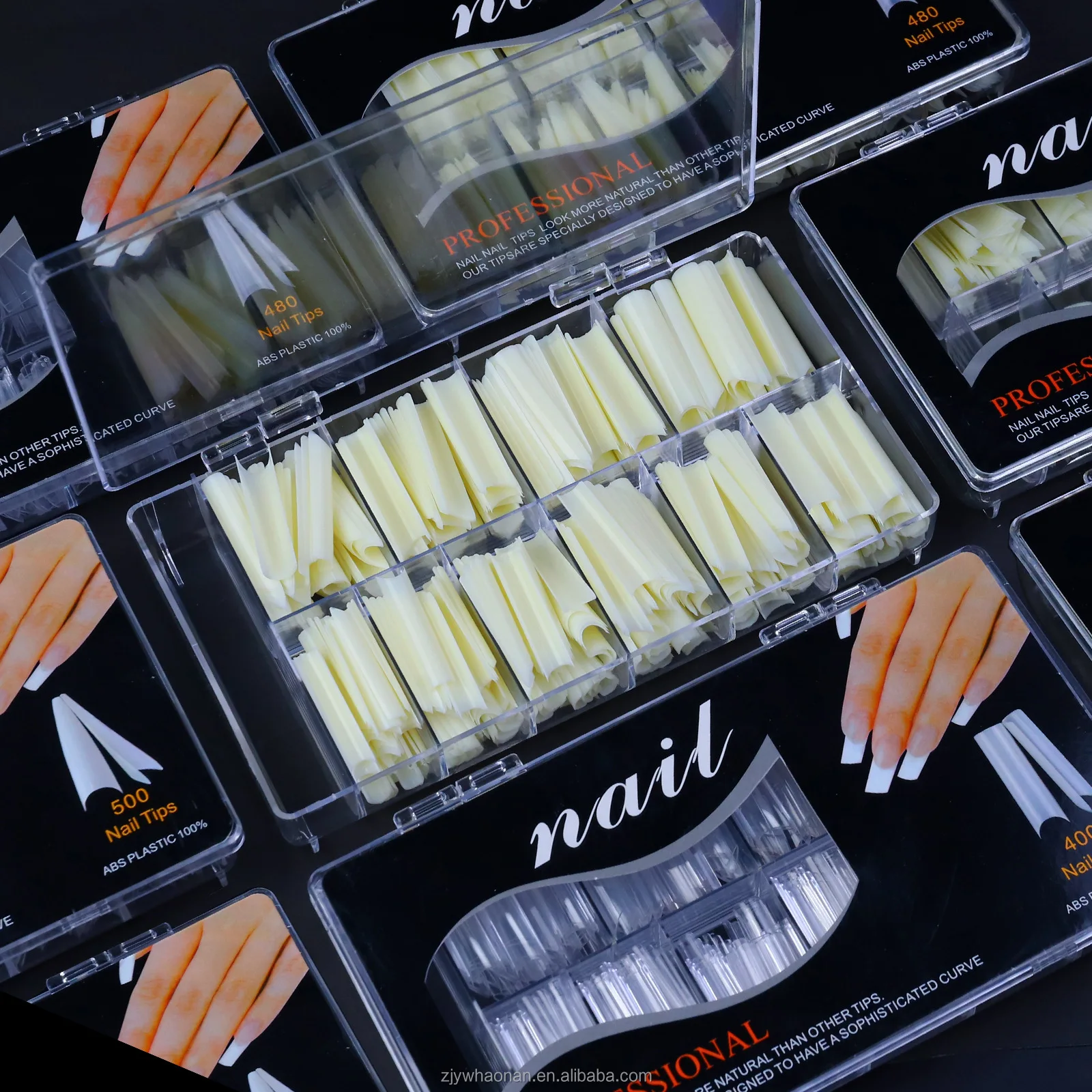 DIY Artificial nail tips false 500pcs bag french tip acrylic c curve clear false xxl coffin nail tips no c curve