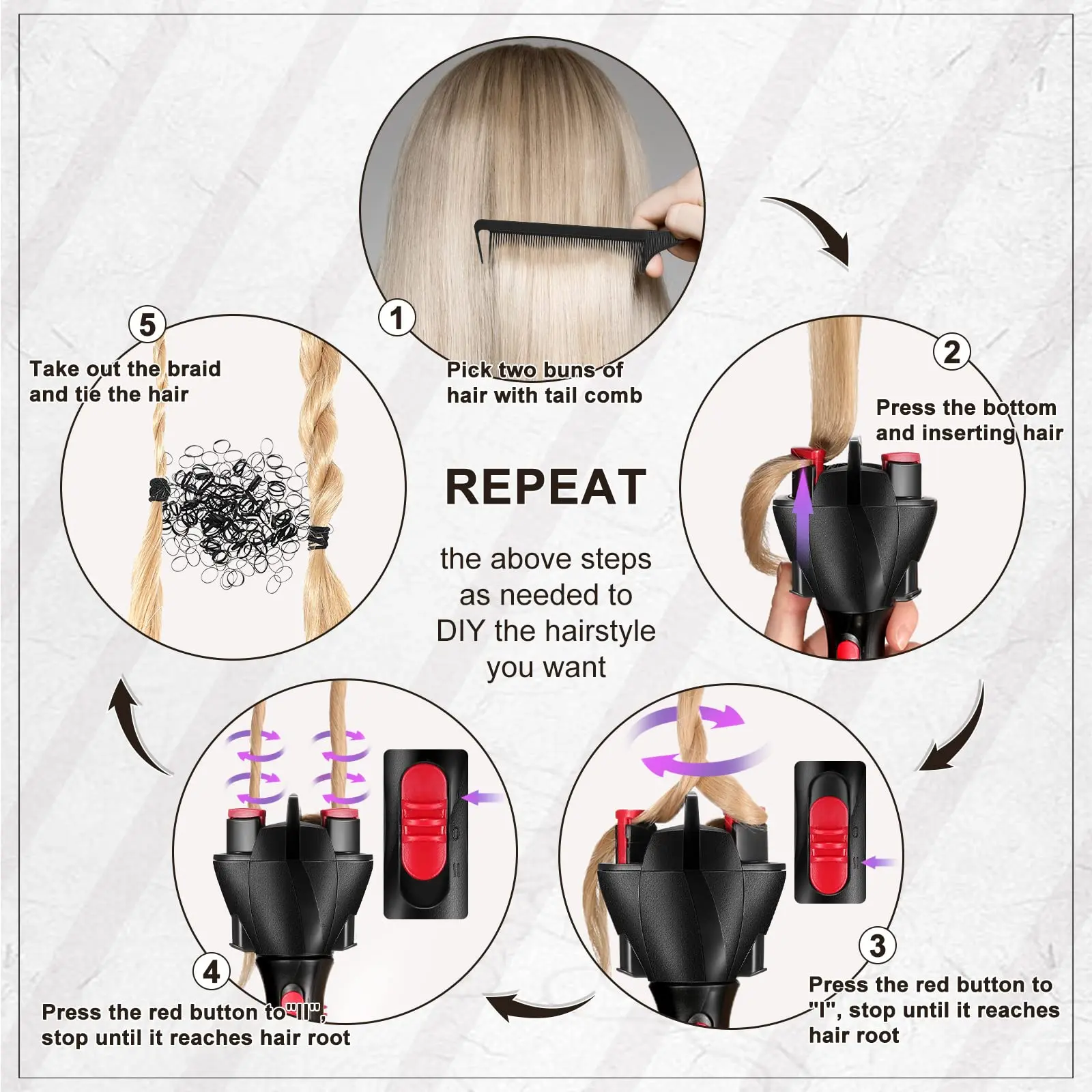 Best-selling Automatic Hair Braiding tool Fast braiding electric braiding machine Hairpin hair styling tool