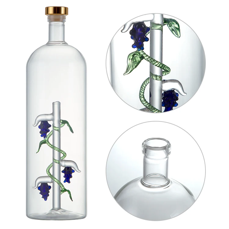 High borosiicate empty glass grape bottles 750 ml glass vodka wine tequila whiskey bottle spirits liquor bottles with grape