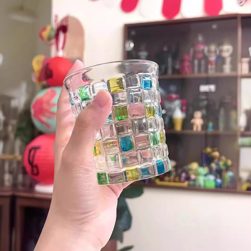 Factory Sale Handmade Colorful Painted Light Luxury Whisky Wine Glass Cup water glass household crystal whiskey glass