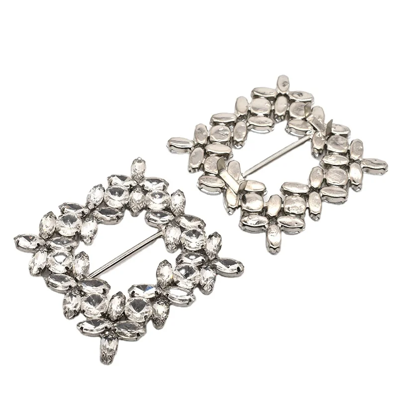 Custom  Rectangle  Rhinestone Diamante Shine Square Crystal Buckle for Purse Shoe Belt Bag Decoration Accessories