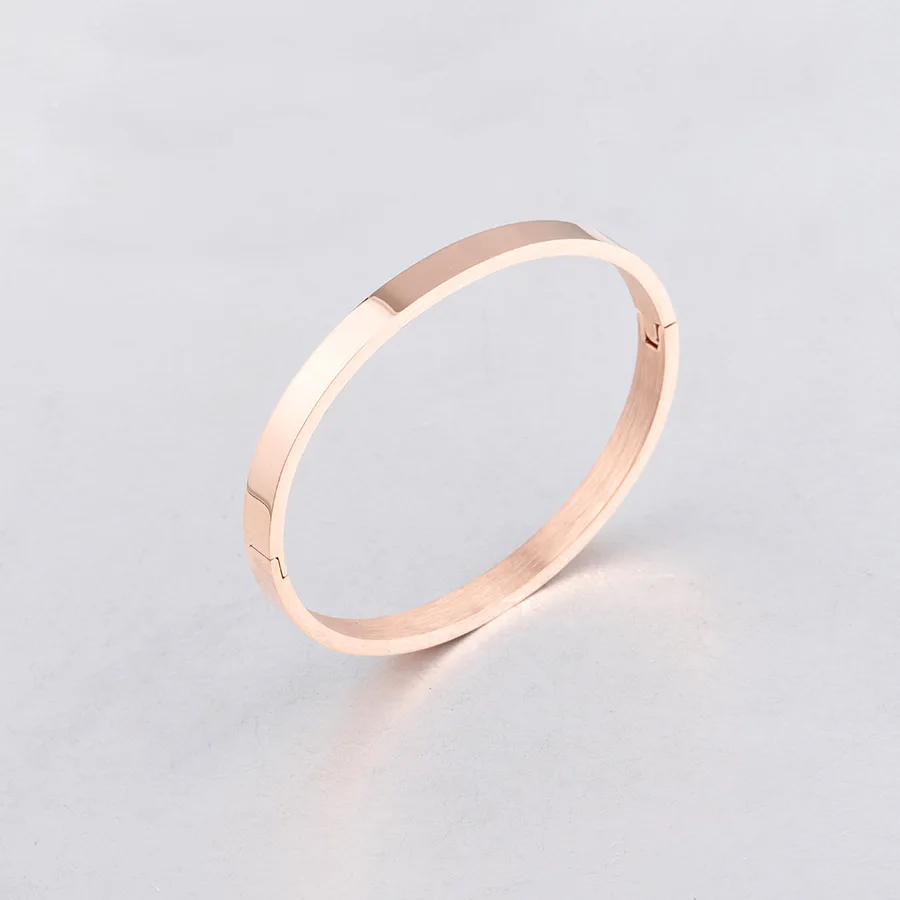 SLand Jewelry wholesale polished engravable stainless steel oval bangle hinged bracelet for women men gift DIY engraving