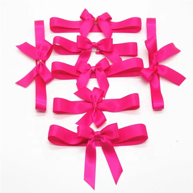 Factory Direct Custom Satin Ribbon Bows with Stretch Elastic Loop for Gift Packing