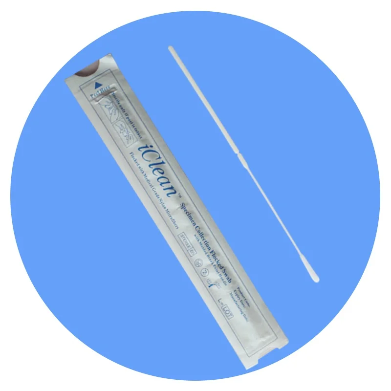 Disposable buccal flu sample collect flocked throat nasal testing transport steril swab