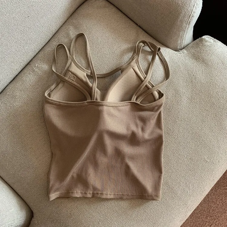 Car sewn sexy pure wind backless halter female with chest pad solid color shoulder strap U-neck vest outside to wear a top