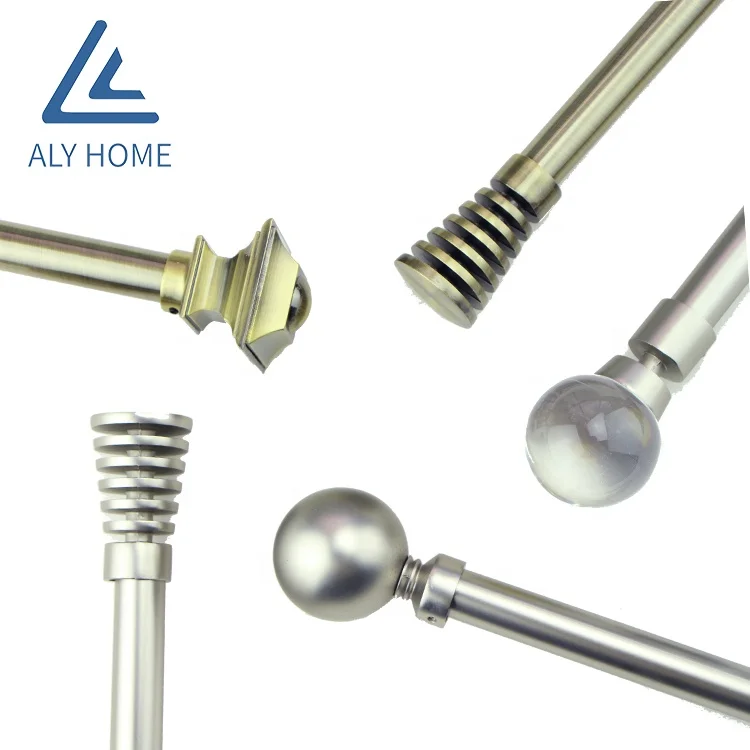 Factory Direct Extensible Pole Antique Brass Twist Curtain Finials For Curtain Rods Sets