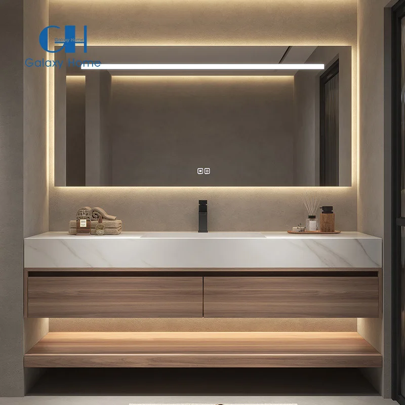 Factory Panel Bathroom Vanity Cabinet Furniture With Single and Double Sinks And Mirror Wash Basin For Hotel Bathroom