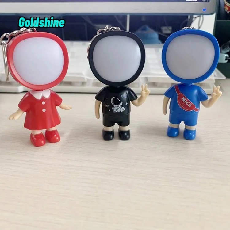 New Arrival Mini LED Flashlights Keychain Cute Carton 3D Spaceman Torch Keyring Fashion Bag Pendant with Promotional Wristba