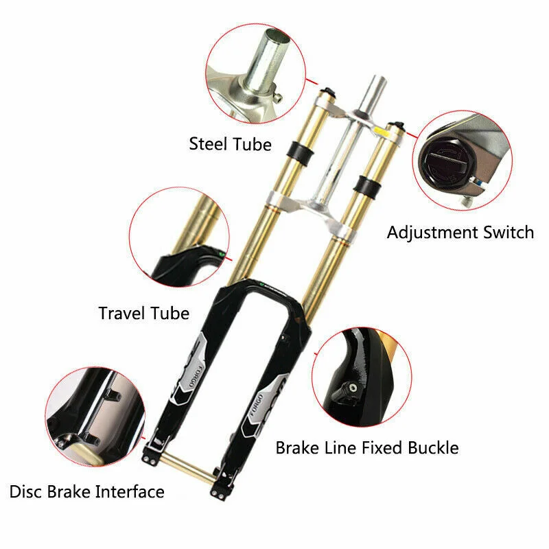 BUCKLOS OEM/ODM Forcella Mtb Double Shoulder Bicycle Fork 26 Inch Mountain Bike Downhill Front Fork For Bicycle Oil Fork Shock