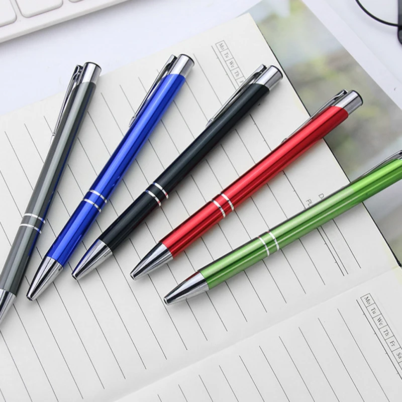 custom logo printed ballpoint pen promotional gift ball pen aluminium metal pen with custom Logo