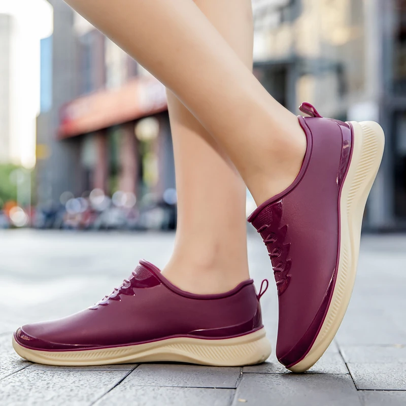 Custom Color Women Waterproof Plastic Rain Boots Shoes Ladies Plastic low boots anti-slip wear-resistant Boots