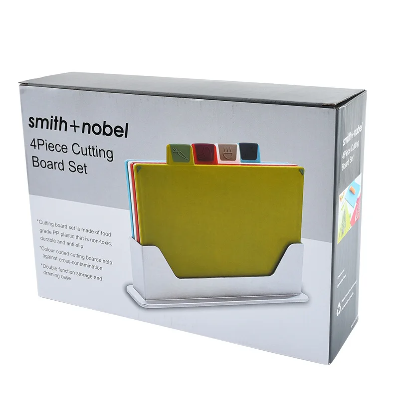 High quality plastic 4-piece set household kitchen fruit vegetable meat cooked food classification cutting board set