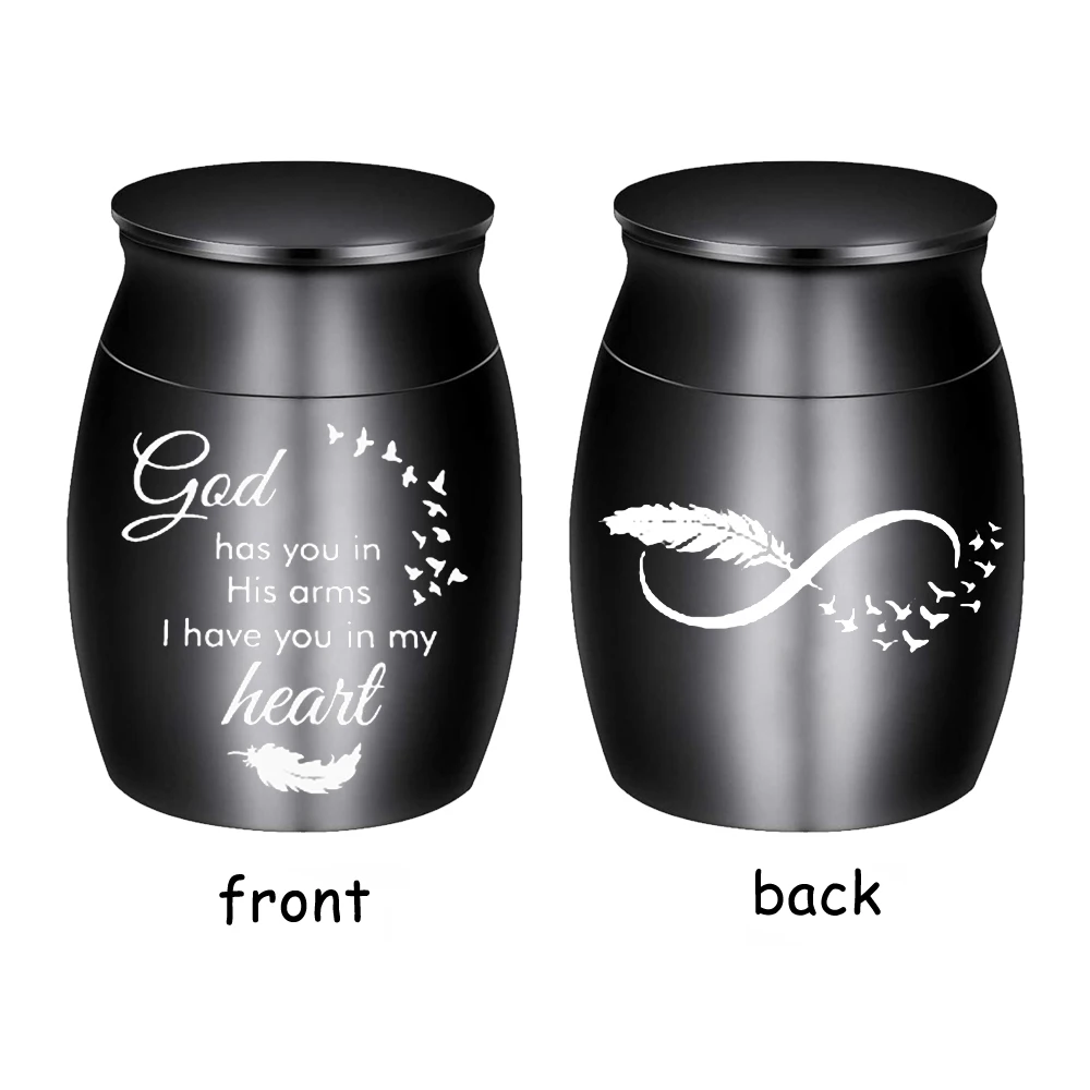 Mini Cremation Urn Double Sided Engraving Pattern Memorial Pet Human Ashes Stainless Steel Funeral Casket Cat Dog Keepsake Urns