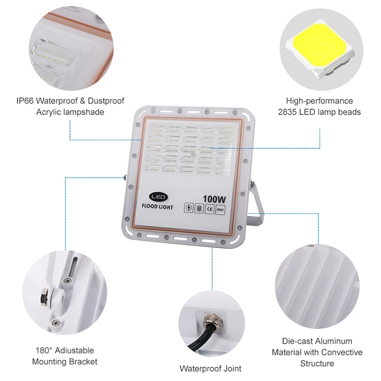 Лучшая цена IP66 водонепроницаемый прожектор 20 Вт 30 50 100 200 300 400 600 SMD наружный светодиодный