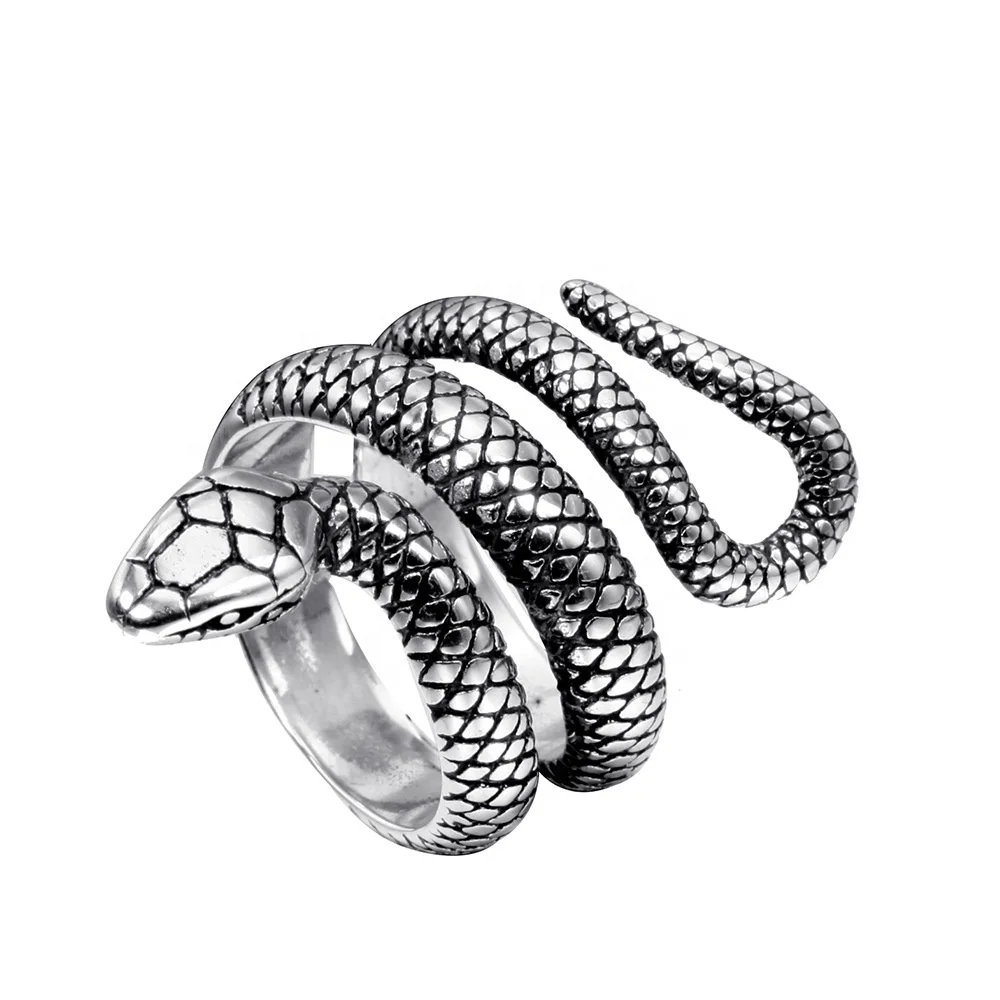 VAF Bague Serpent En Couleuvre Acier Inoxydable Anillos De Serpientes Hombre Stainless Steel Gold Snake Shape Ring