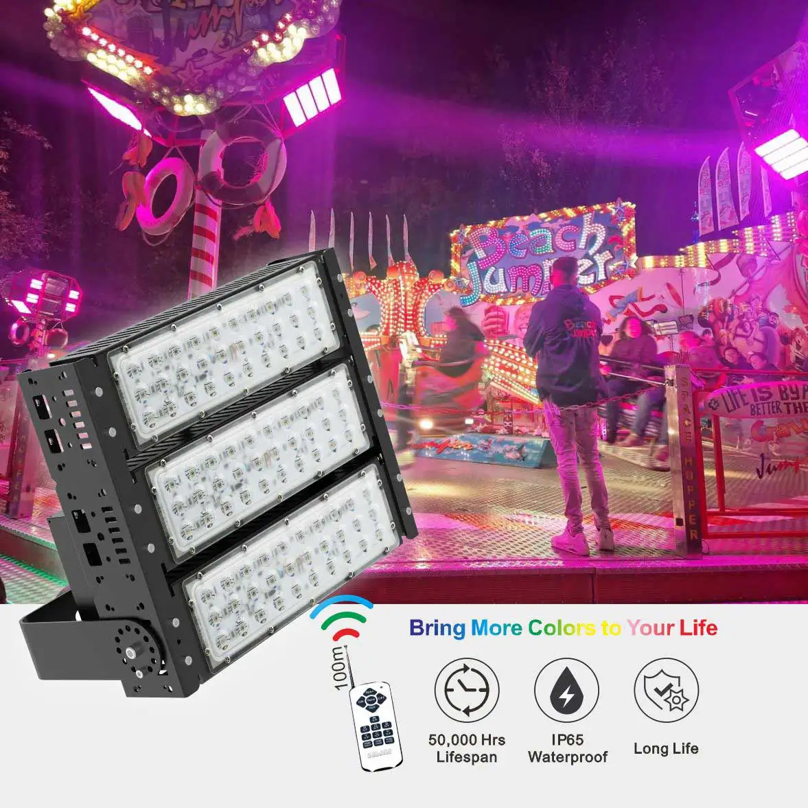Aglare Waterproof 150w 12000 lumen dmx rgb led floodlight for theme park outdoor led stadium flood light