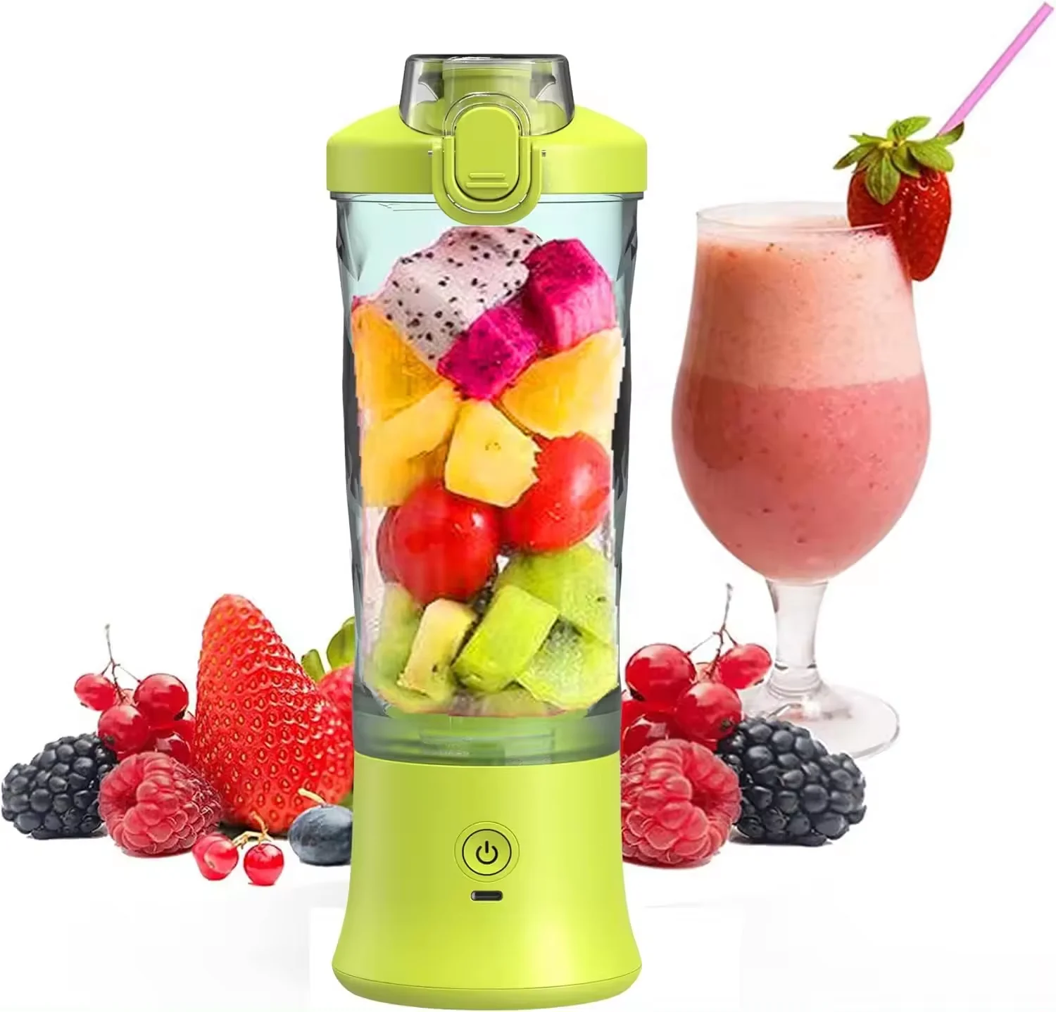 6 blades Wireless Hand Fruit Citrus Juicer Extractor Machine Portable Orange Smoothie Blender Usb Rechargeable Juicer with Spout