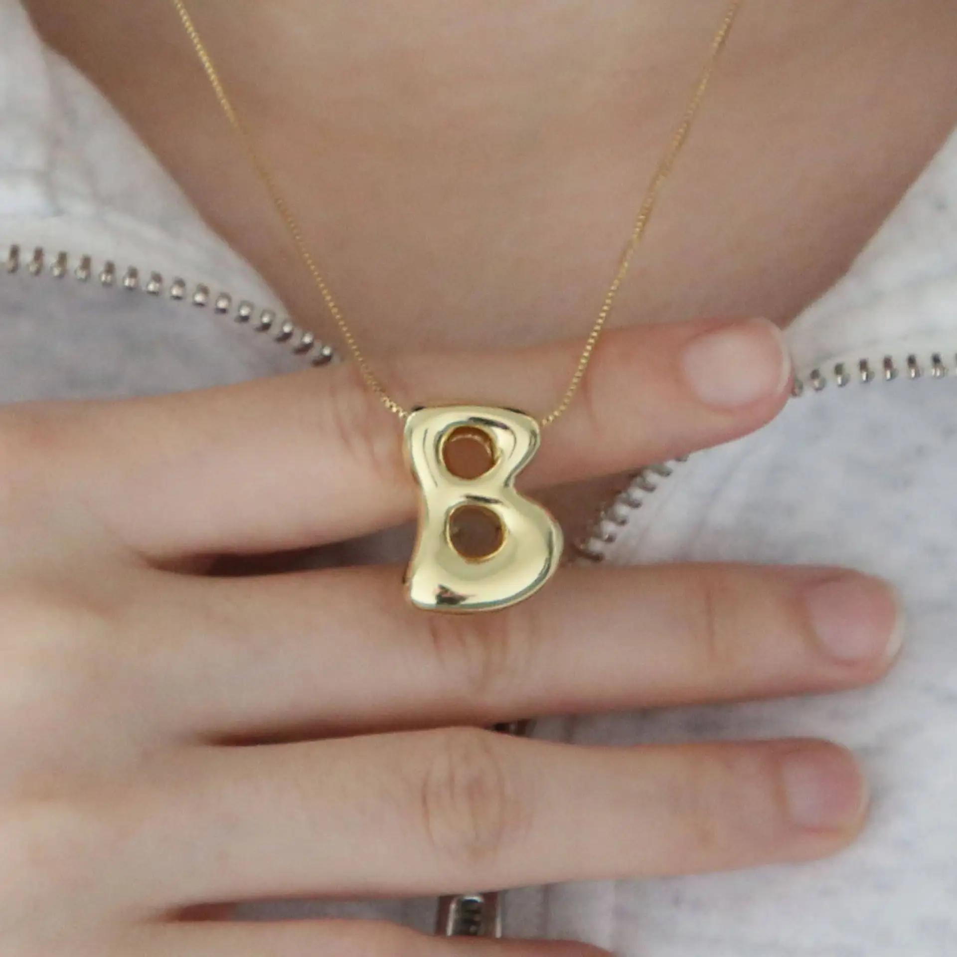Personalized Chain Necklace Stainless Steel Jewelry Bubble Letter 3D Balloon Initial Alphabet Gold Plated Pendant Necklace