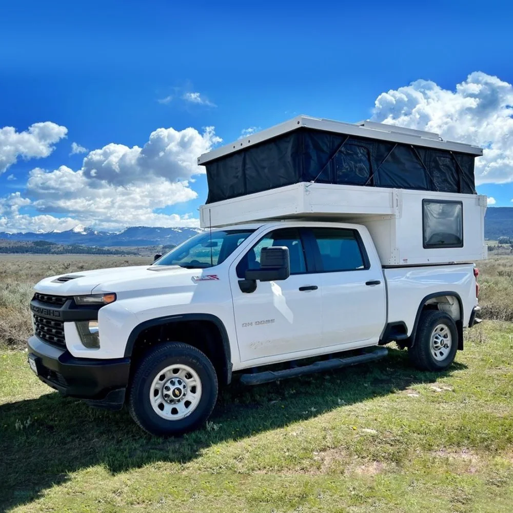 Expedition outdoor Lightweight Luxury Popup Hot Sale Aluminum Truck Camper With Slide Out Expedition Customized Caravan RV