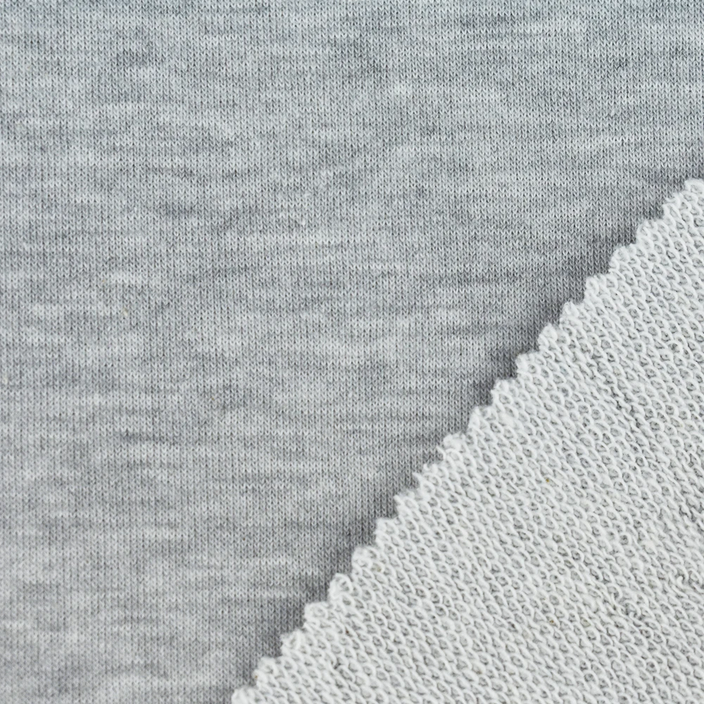 Melange anti-pilling 60 cotton 40 polyester knitted fleece CVC french terry fabric for a complete set hoodie sweater