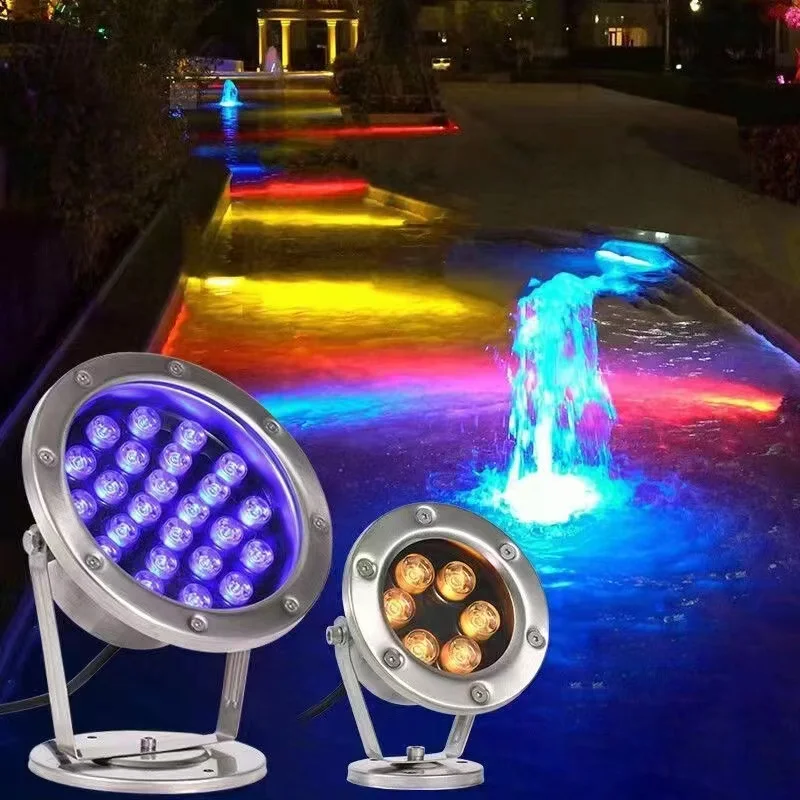 12V 3W/6W/9W/12W/15W/18W/24W/36W underwater RGB lamp fountain led lights China led swimming pool light