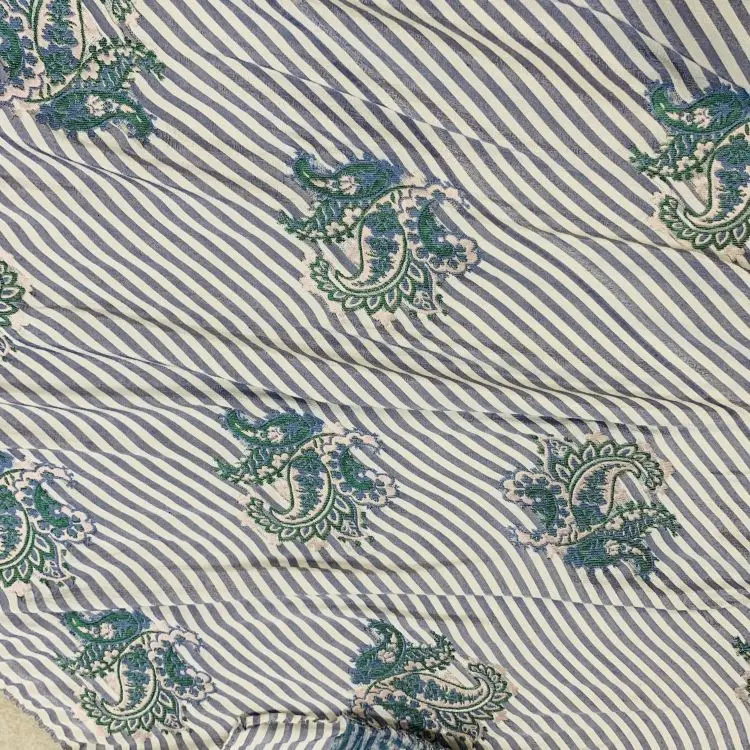 Low-cost Customized Grey Flower Pattern Striped Embroidered Print Clothing Fabric