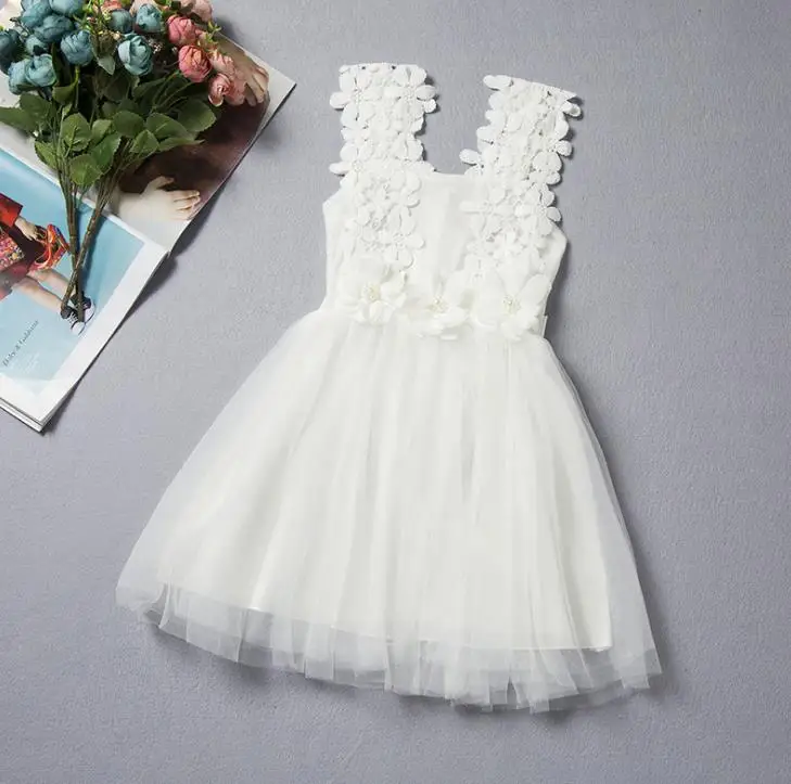 Flower Kids Party Dress For Girl Birthday Fancy Children Bridesmaid Costume Girl Brand Baby Tulle Tutu Wedding Dress 3-8 Years