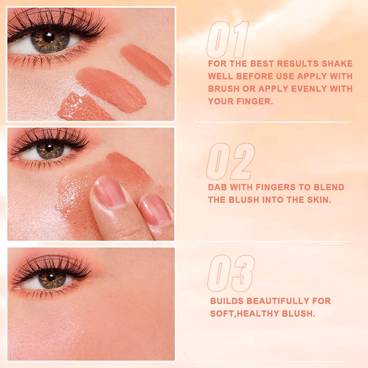 Custom Your Own Logo High Pigment Cheek Liquid Blush Makeup Face Beauty Private Label Single Airy Liquid Blush