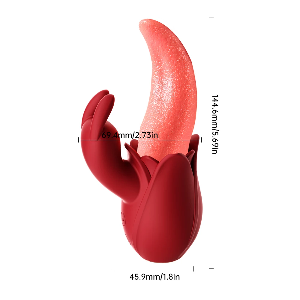 Adult Stimulator Rose Tongue Shape Massager Licking Toy 10 Frequency Rabbit Vibrator Clitoral Real Soft Tongue Vibrator