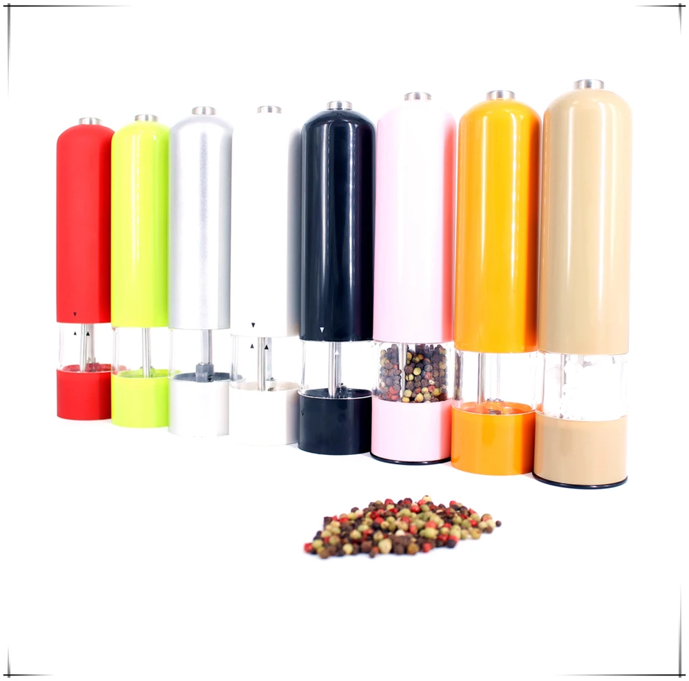electric plastic salt and pepper mill / color self choice spice grinder with light