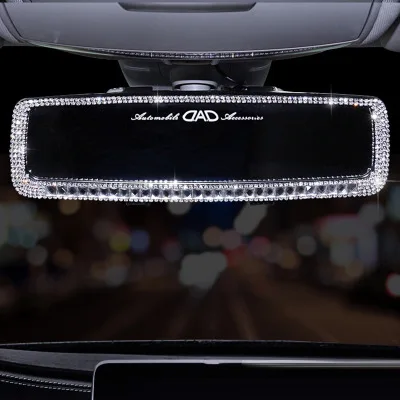 Bling Accessories Car Interior Rearview Mirror With Edge Rhinestone Decals Cover Car Interior Bling Accessories
