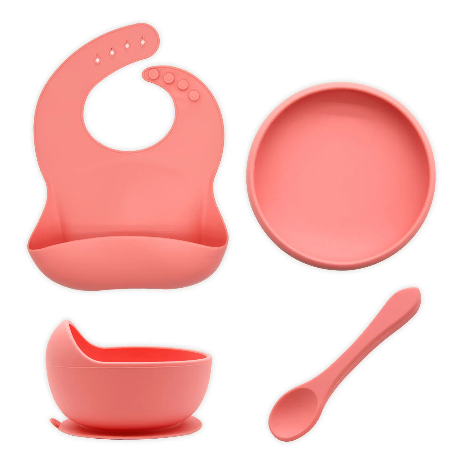 BHD baby feeding set silicone plate bowl spoon set Food Grade Non-toxic BPA Free Silicone Baby Feeding Set